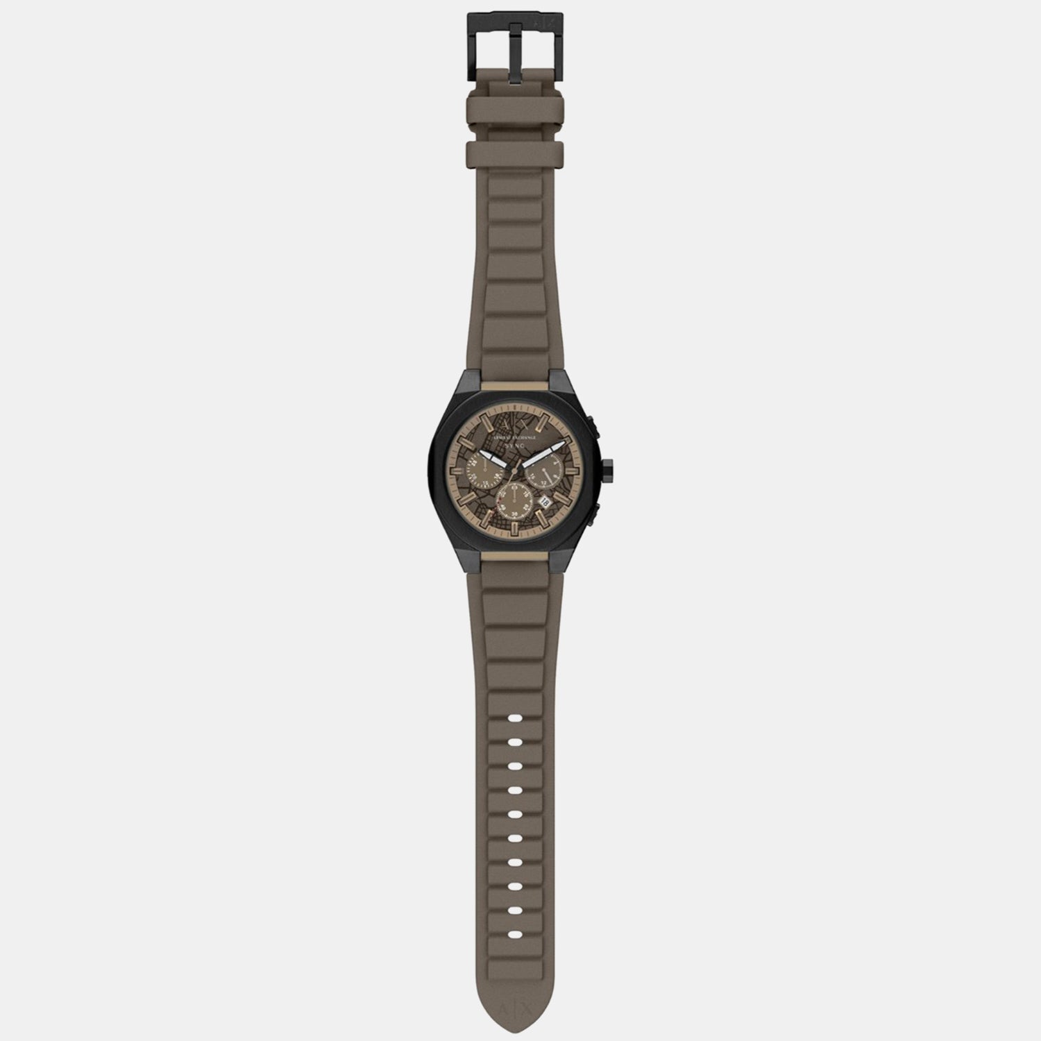 Men Quartz Brown Dial Chronograph Silicone Watch AX4293