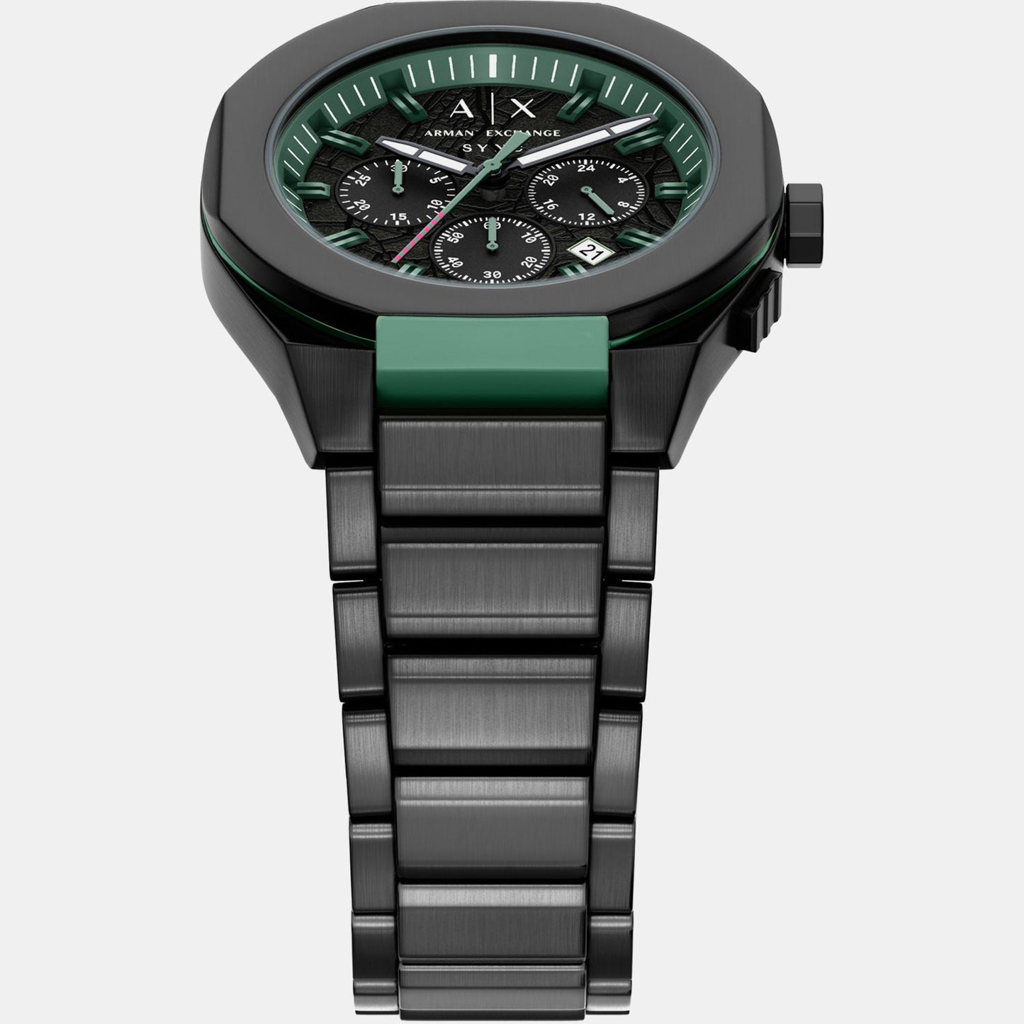 Men Quartz Black Dial Chronograph Stainless Steel Watch AX4294