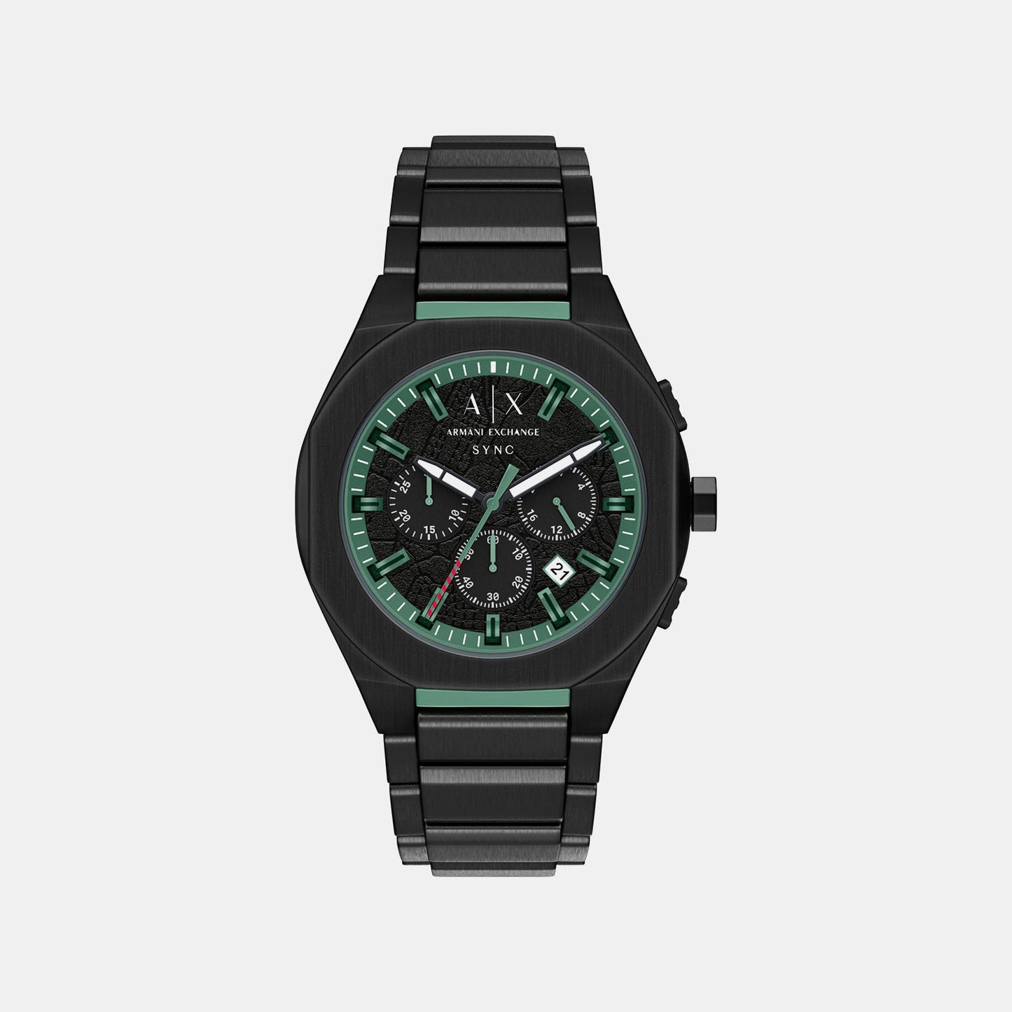 Men Quartz Black Dial Chronograph Stainless Steel Watch AX4294