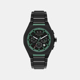 Men Quartz Black Dial Chronograph Stainless Steel Watch AX4294