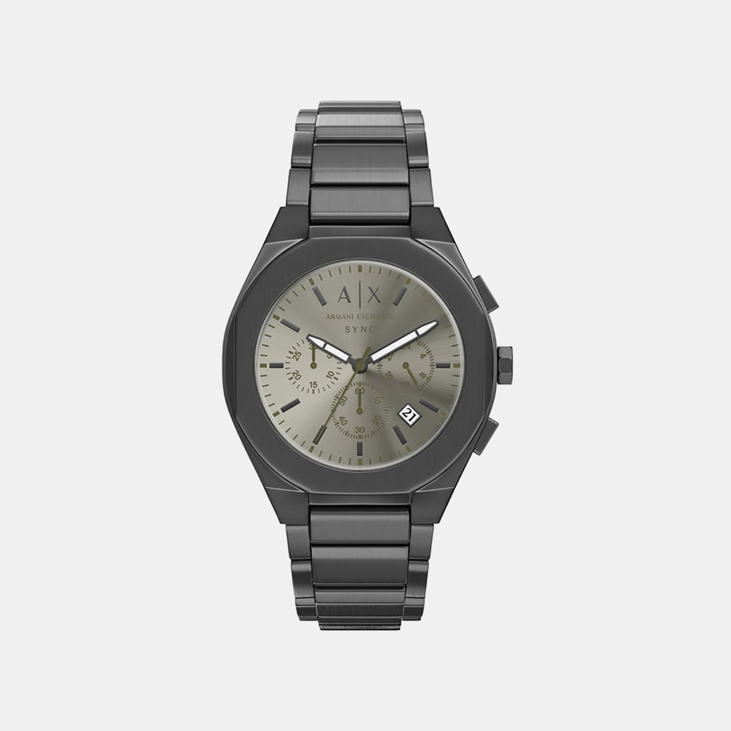 Men Quartz Grey Dial Chronograph Stainless Steel Watch AX4296