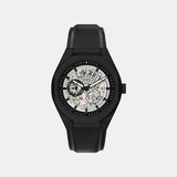Men Automatic Silver Dial Multi-Function Leather Watch AX4297
