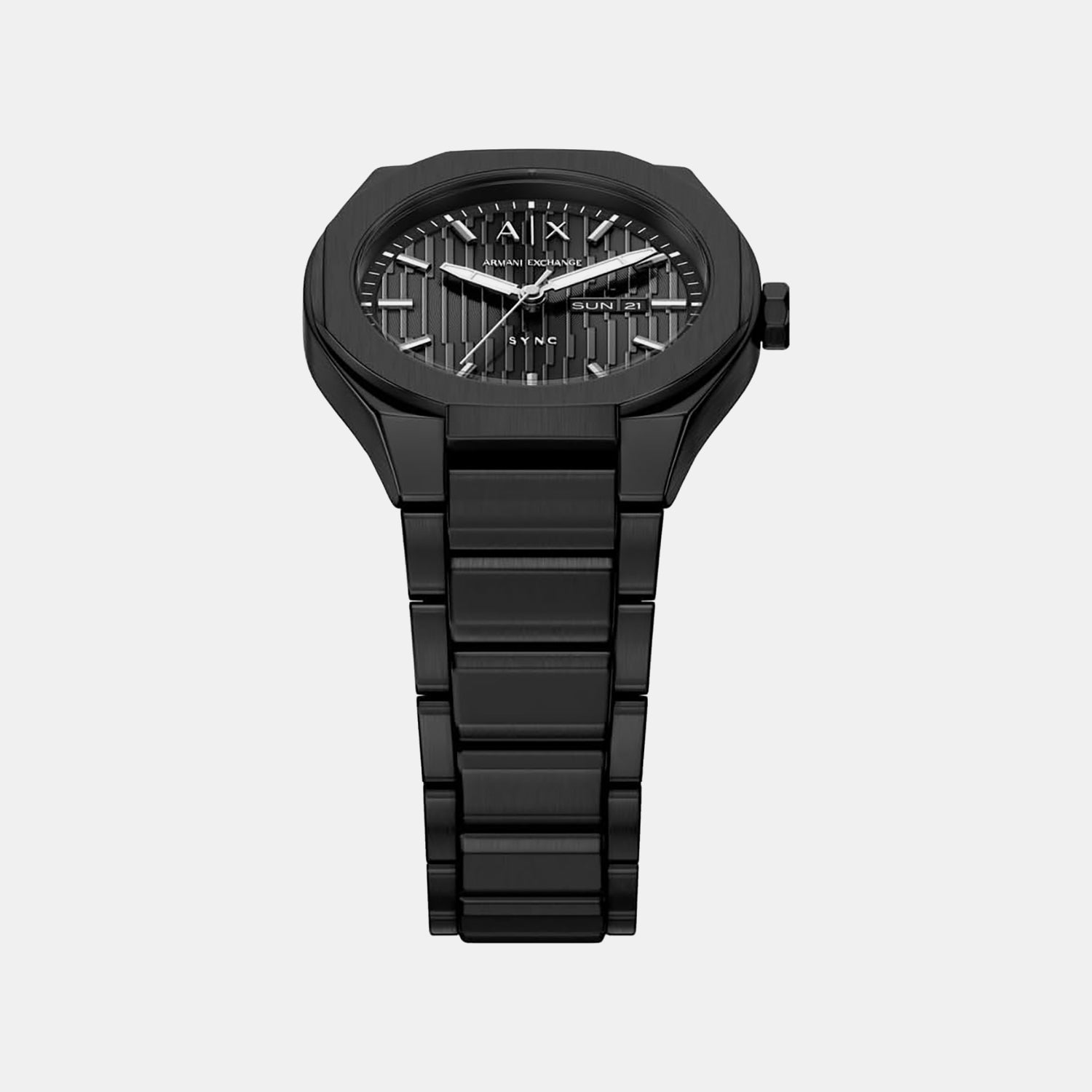 Sync Men Quartz Black Dial Analog Stainless Steel Watch AX4301