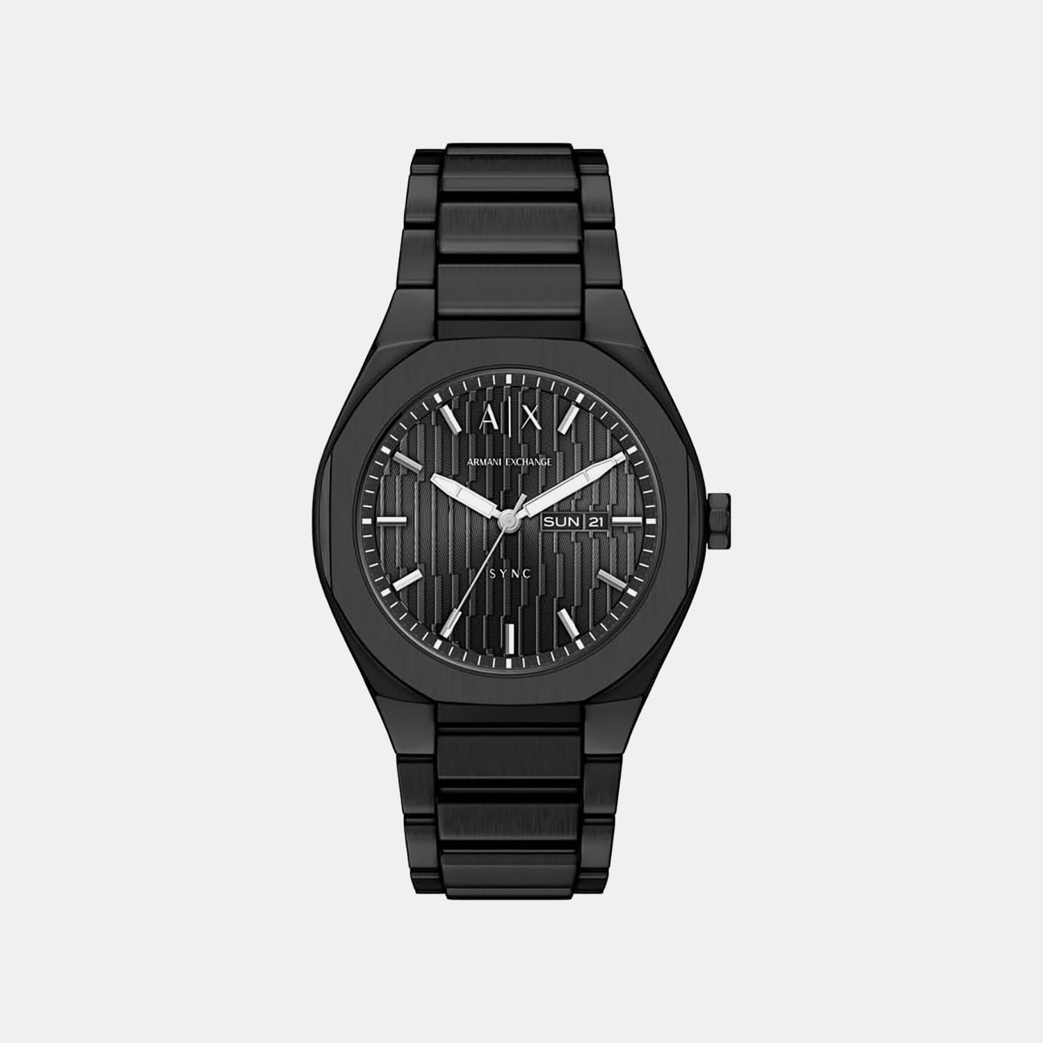 Sync Men Quartz Black Dial Analog Stainless Steel Watch AX4301