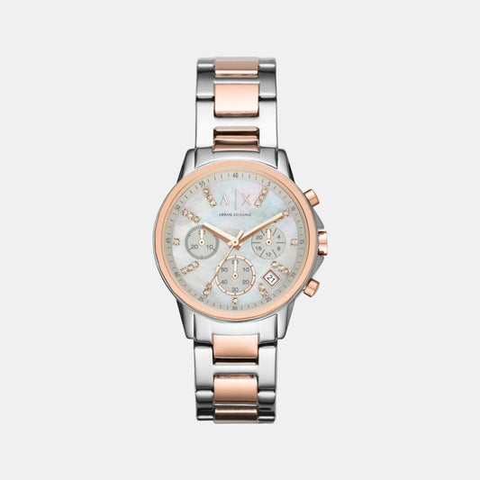 Lady Banks Women Quartz Silver Dial Chronograph Stainless Steel Watch AX4331