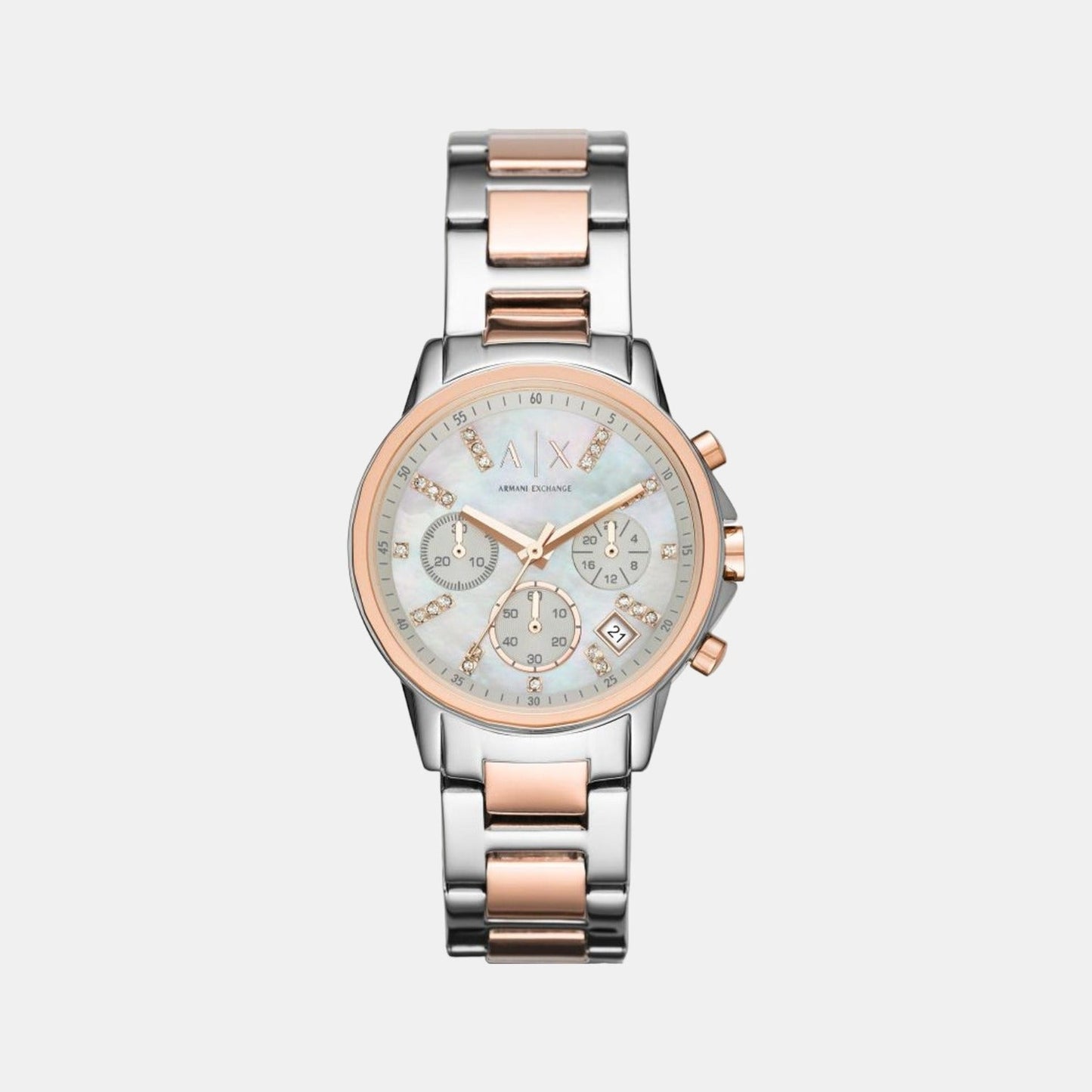 Lady Banks Women Quartz Silver Dial Chronograph Stainless Steel Watch AX4331