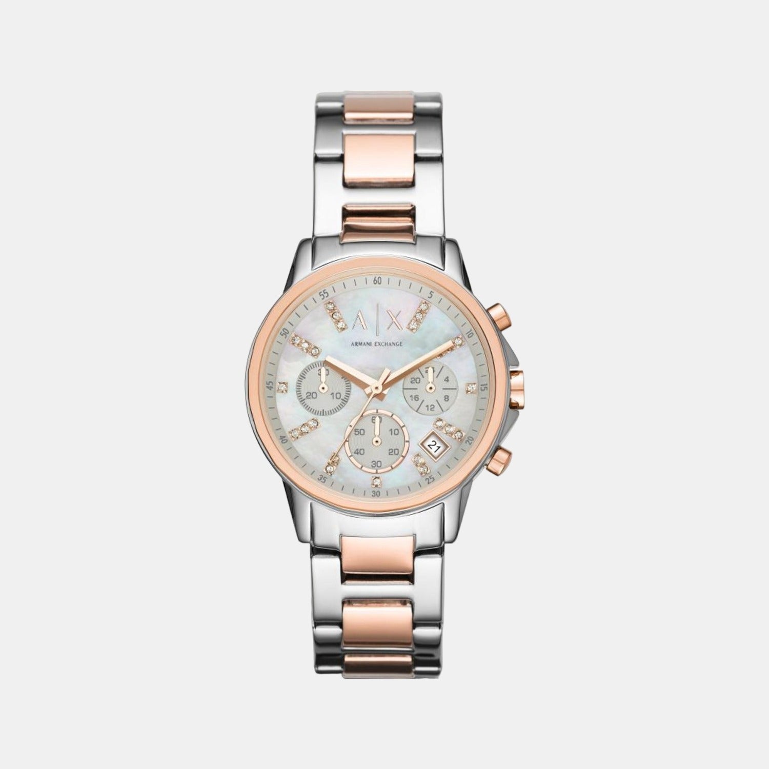 Lady Banks Women Quartz Silver Dial Chronograph Stainless Steel Watch AX4331