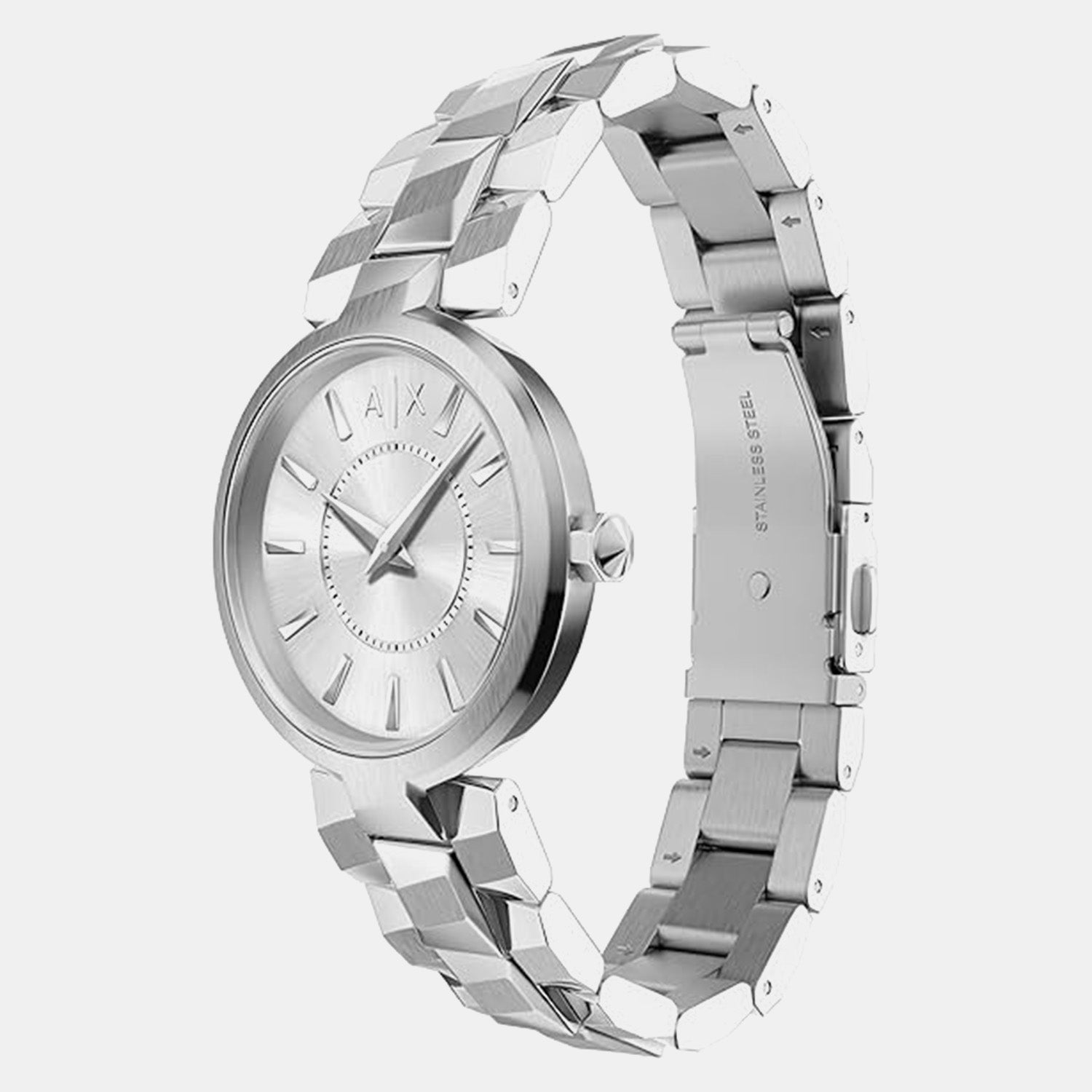 Women Quartz Silver Dial Analog Stainless Steel Watch AX4405