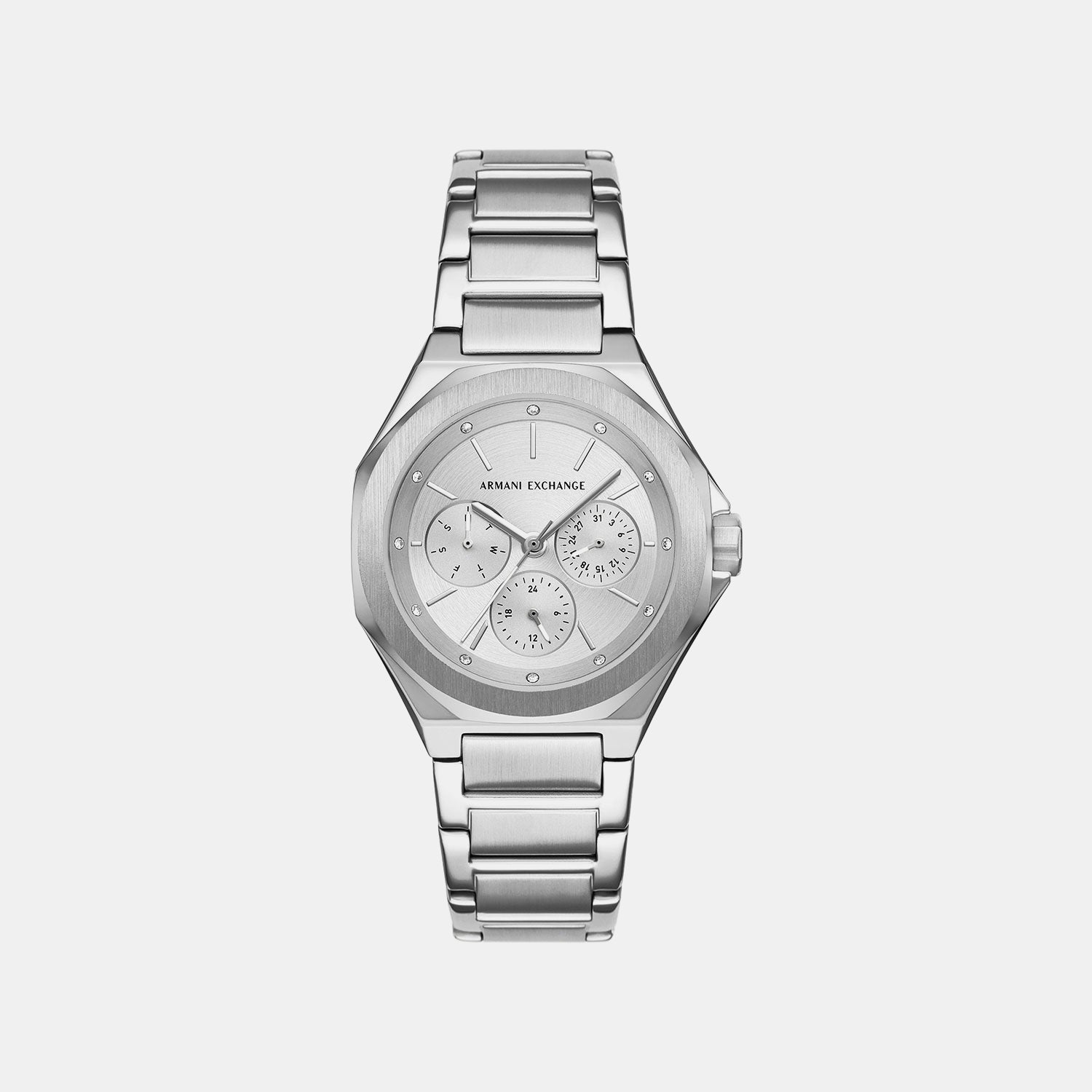 Women Quartz Black Dial Chronograph Stainless Steel Watch AX4622