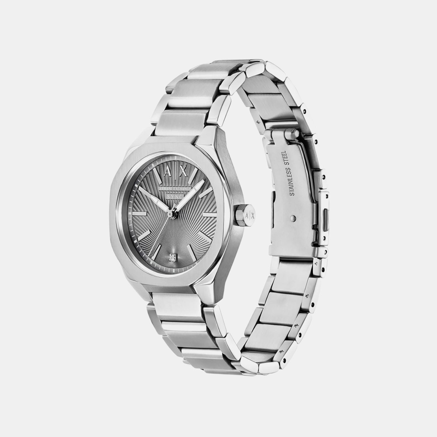 Sync Women Quartz Black Dial Analog Stainless Steel Watch AX6030