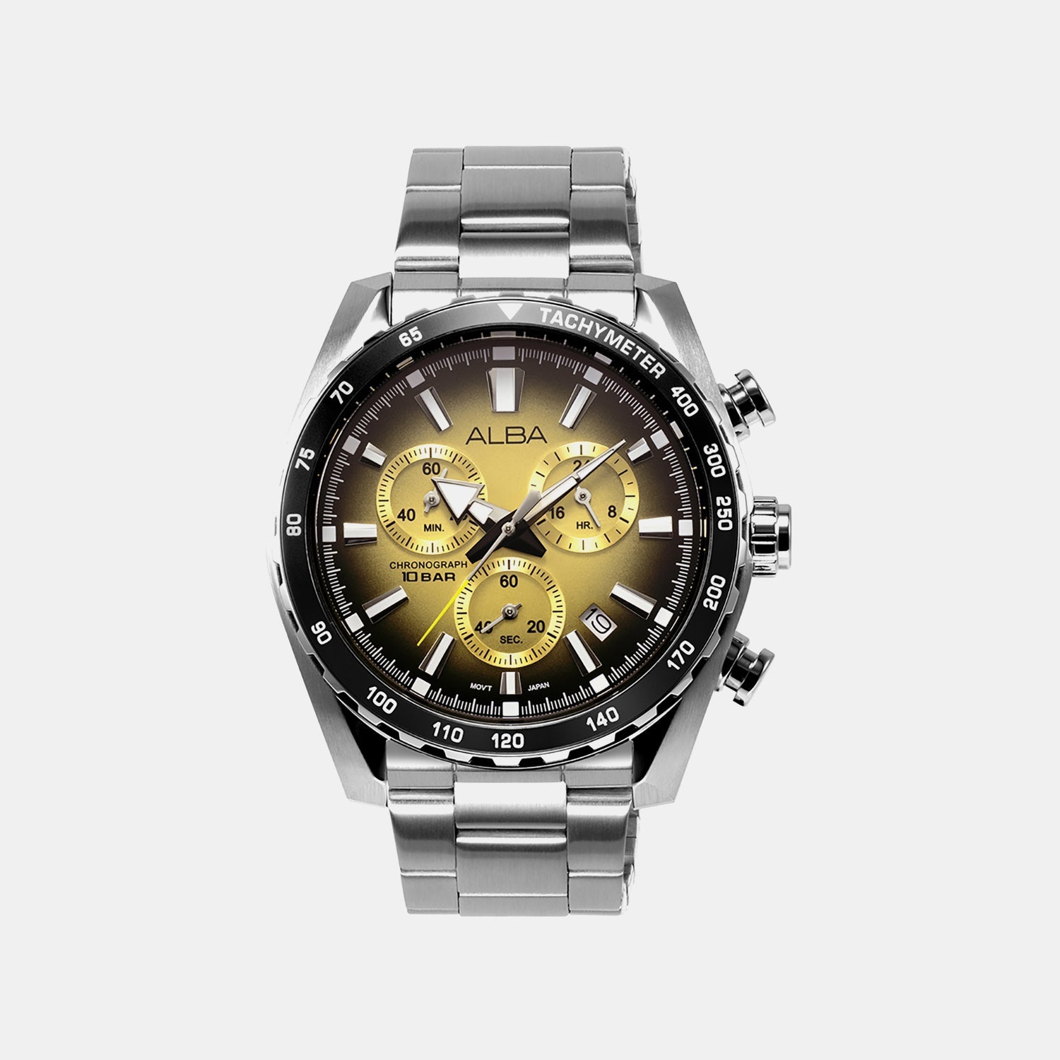 Men Quartz Gold Dial Chronograph Stainless Steel Watch AX7005X1