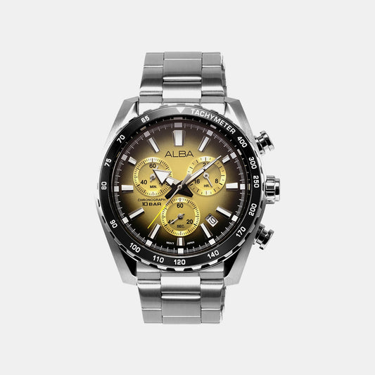 Men Quartz Gold Dial Chronograph Stainless Steel Watch AX7005X1
