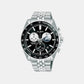 Panda Sport Men Quartz Black Dial Chronograph Stainless Steel Watch AX7025X1