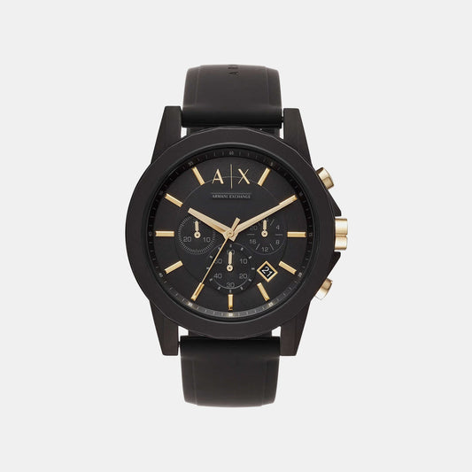 Outerbanks Men Quartz Black Dial Chronograph Silicone Watch AX7105