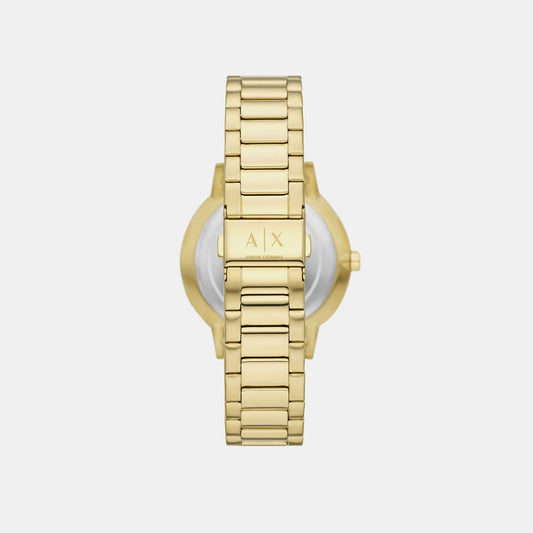 Men Quartz Gold Dial Analog Stainless Steel Watch AX7144SET