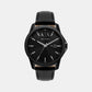 Banks Men Quartz Black Dial Analog Leather Watch AX7147SET