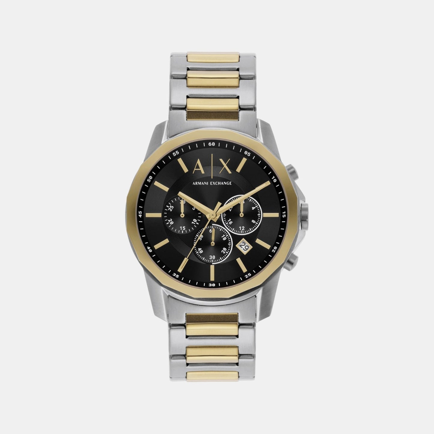 Banks Men Quartz Black Dial Chronograph Stainless Steel Watch AX7148SET