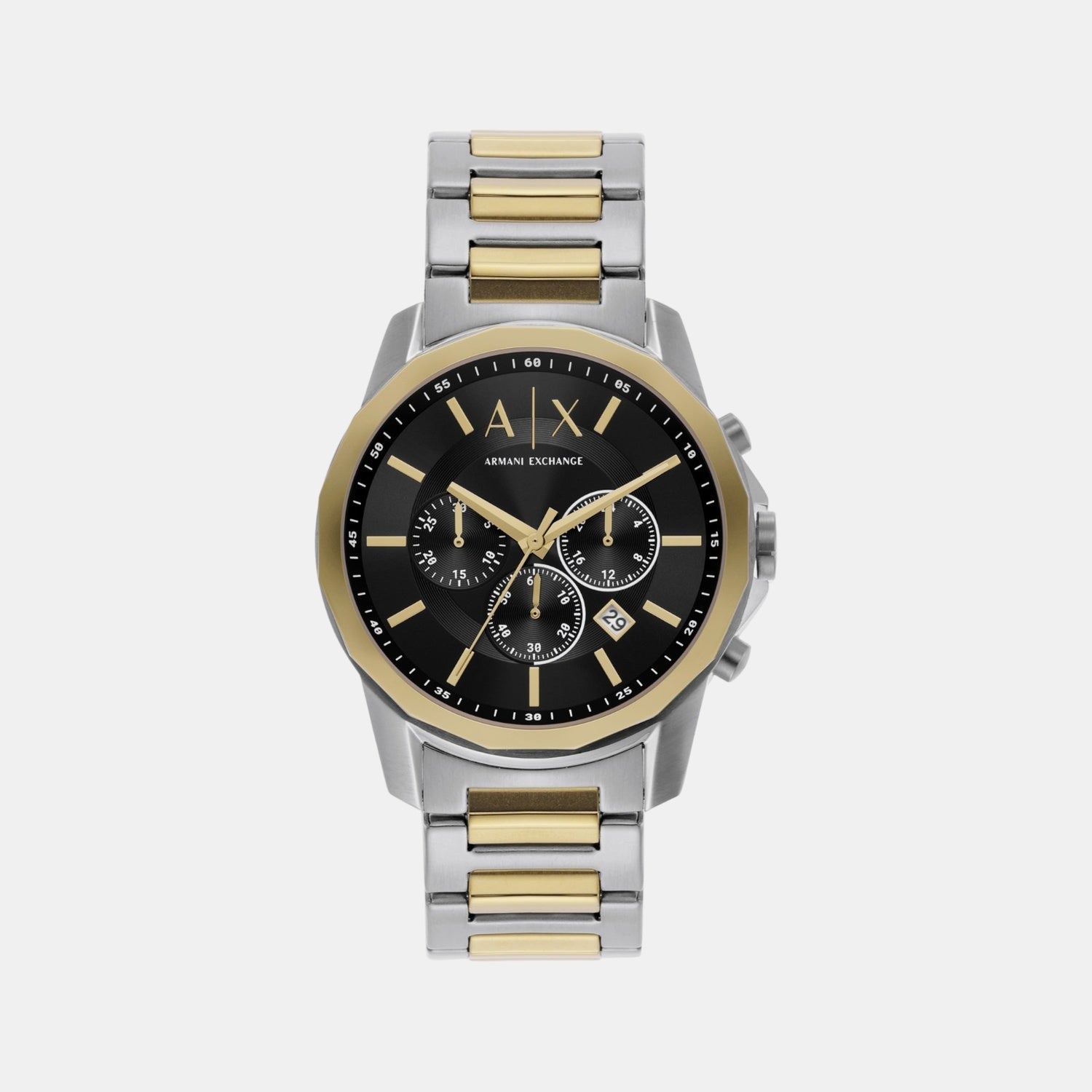 Banks Men Quartz Black Dial Chronograph Stainless Steel Watch AX7148SET