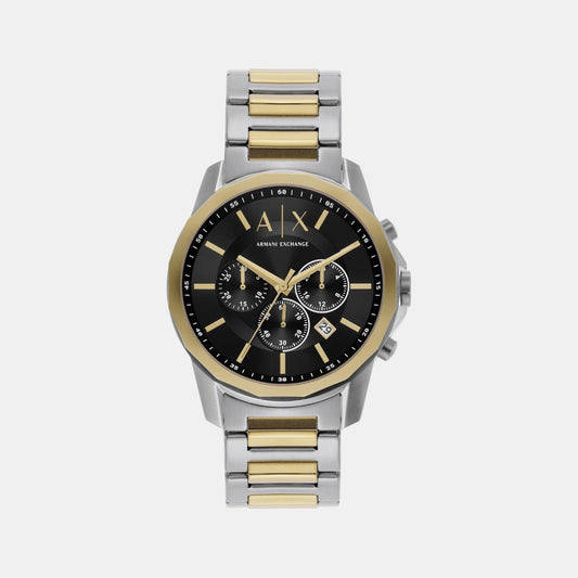 Banks Men Quartz Black Dial Chronograph Stainless Steel Watch AX7148SET