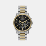 Banks Men Quartz Black Dial Chronograph Stainless Steel Watch AX7148SET