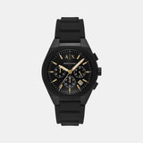 Men Quartz Black Dial Chronograph Silicone Watch AX7165SET