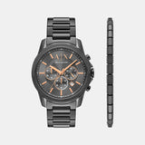 Men Quartz Grey Dial Chronograph Stainless Steel Watch AX7170SET