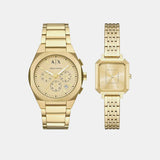 Sync Men Quartz Gold Dial Analog Stainless Steel Watch AX7171SET
