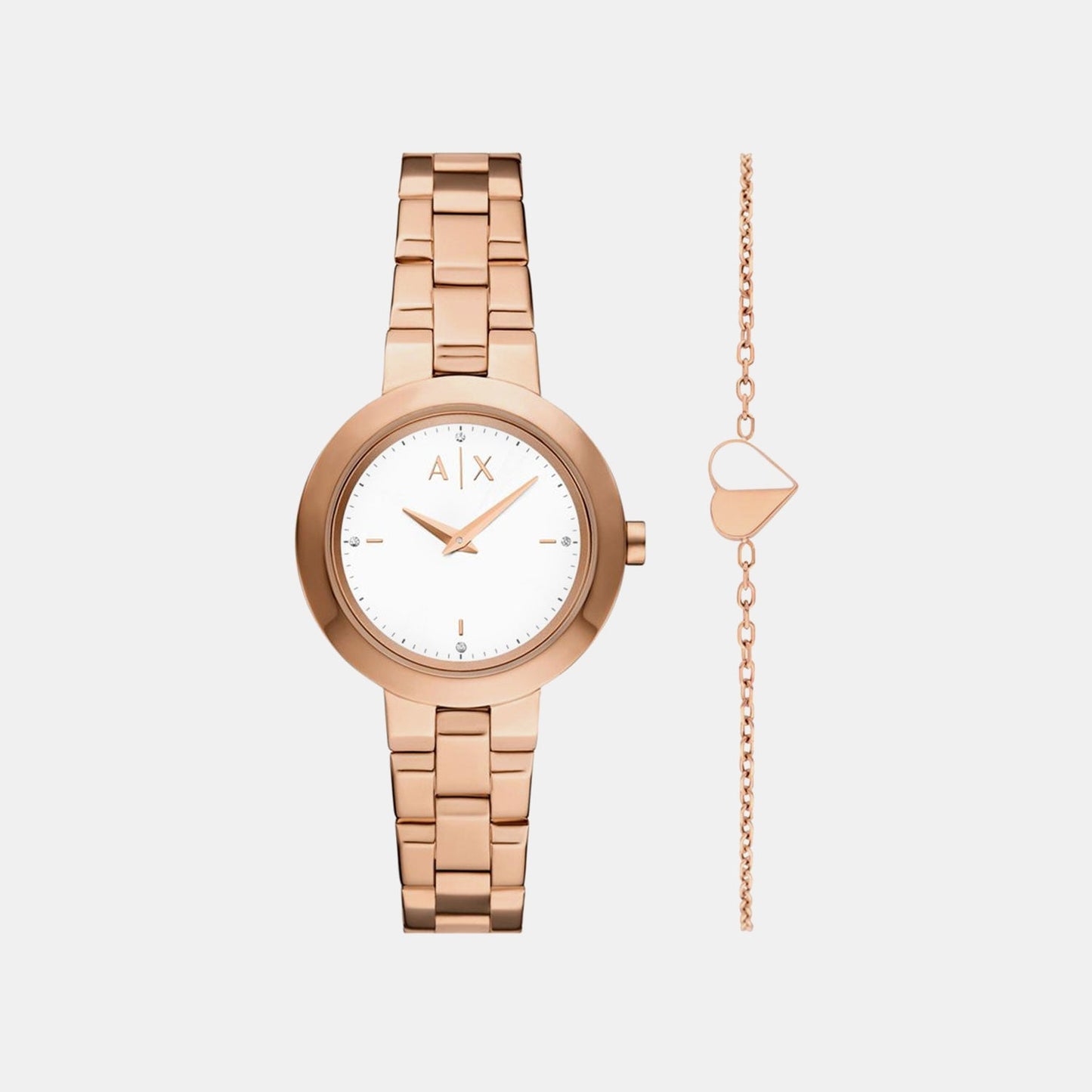 Women Quartz Gold Dial Analog Stainless Steel Watch AX7175SET
