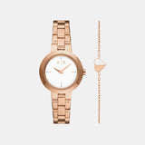 Women Quartz Gold Dial Analog Stainless Steel Watch AX7175SET