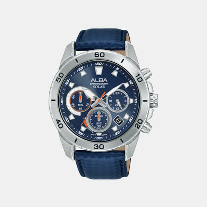 Men Quartz Blue Dial Analog Leather Watch AZ5017X1