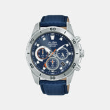 Men Quartz Blue Dial Analog Leather Watch AZ5017X1