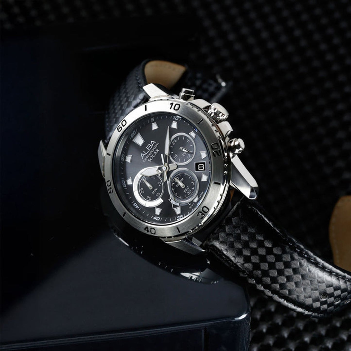 Active Men Quartz Black Dial Chronograph Leather Watch AZ5019X1