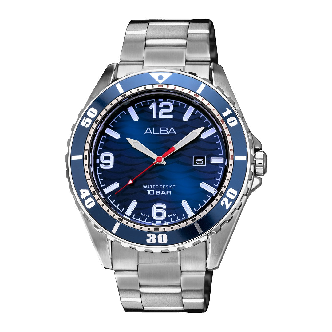 AG8N47X1 Blue Ripple Patterned Dial