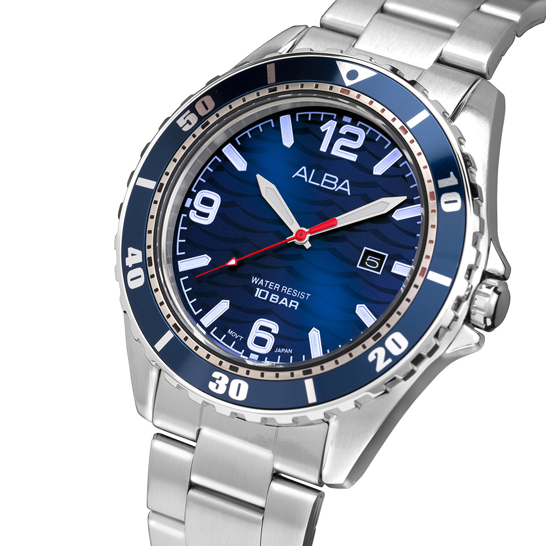 AG8N47X1 Blue Ripple Patterned Dial