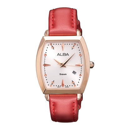 AH7CT2X1 Rose Gold With Red Leather Straps