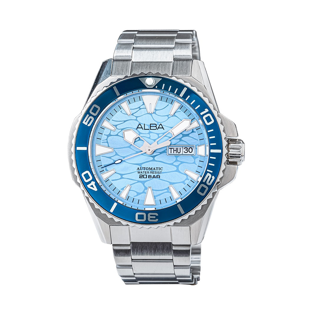 A3B023X1 Sky Blue Patterned Dial Automatic Watch