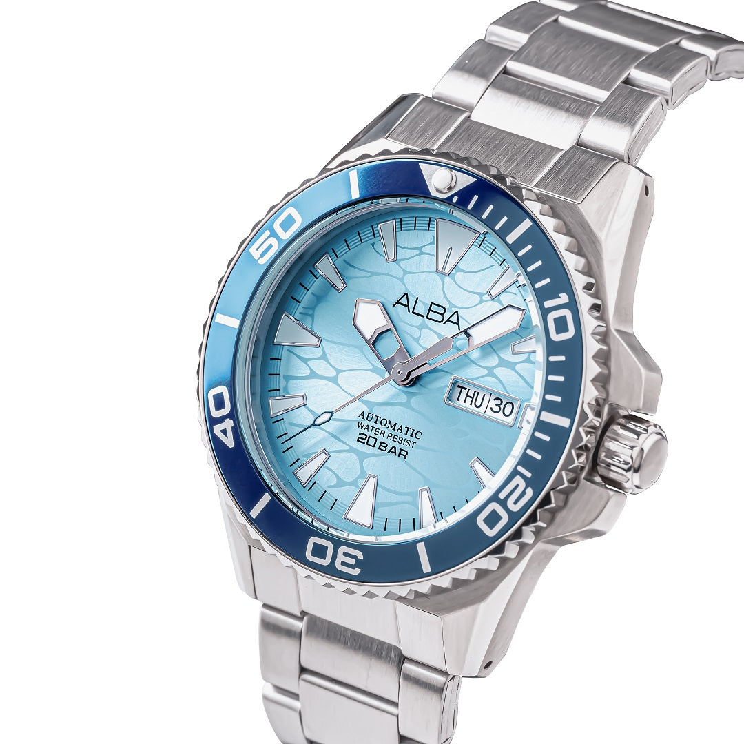 A3B023X1 Sky Blue Patterned Dial Automatic Watch