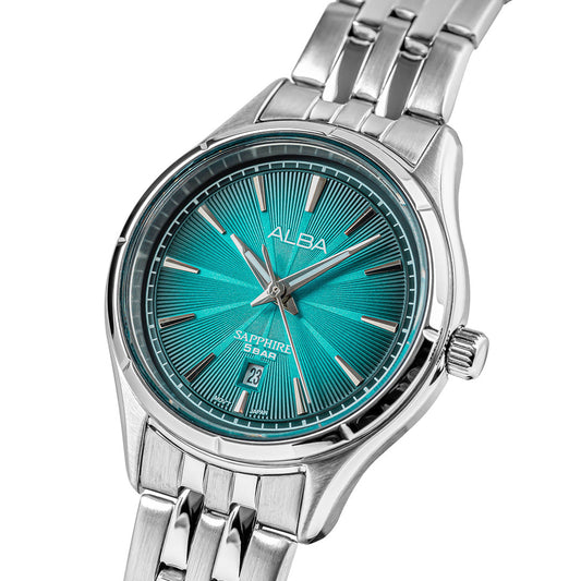 AH7CY9X1 Marine Blue Patterned Dial Ladies Watch