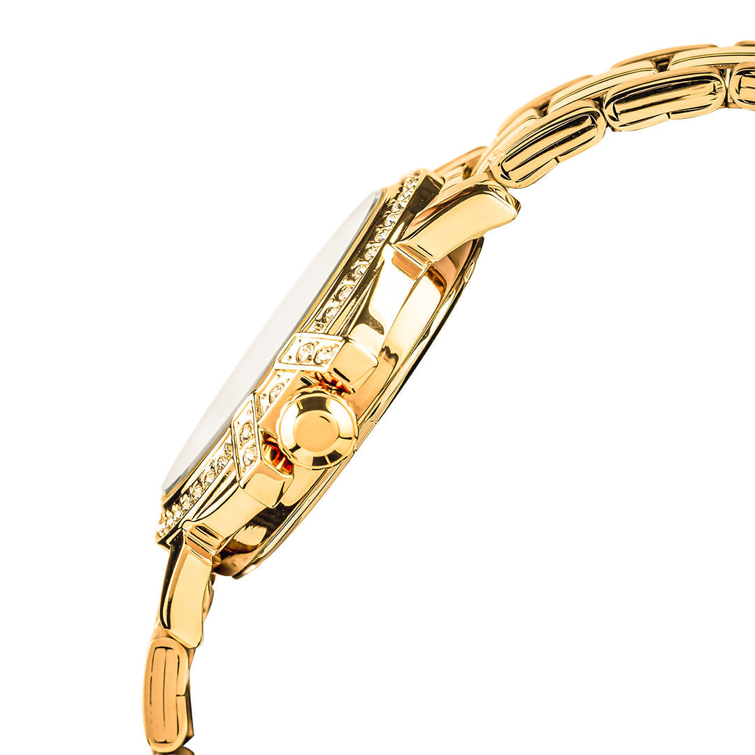AH7CX0X1 Yellow Gold Ladies Watch with Mother of Pearl Dial  and Crystals