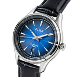 AH7CZ1X1 Deep Blue Patterened Dial Ladies Watch with Black Leather Strap