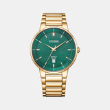 Hyperion Men Quartz Green Dial Analog Stainless Steel Watch BI5123-52X
