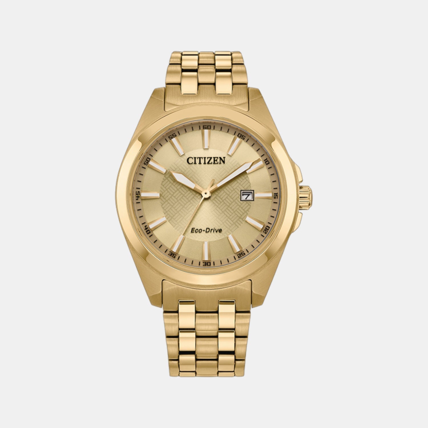 Eco-Drive Men Quartz Champagne Dial Analog Stainless Steel Watch BM7532-54P