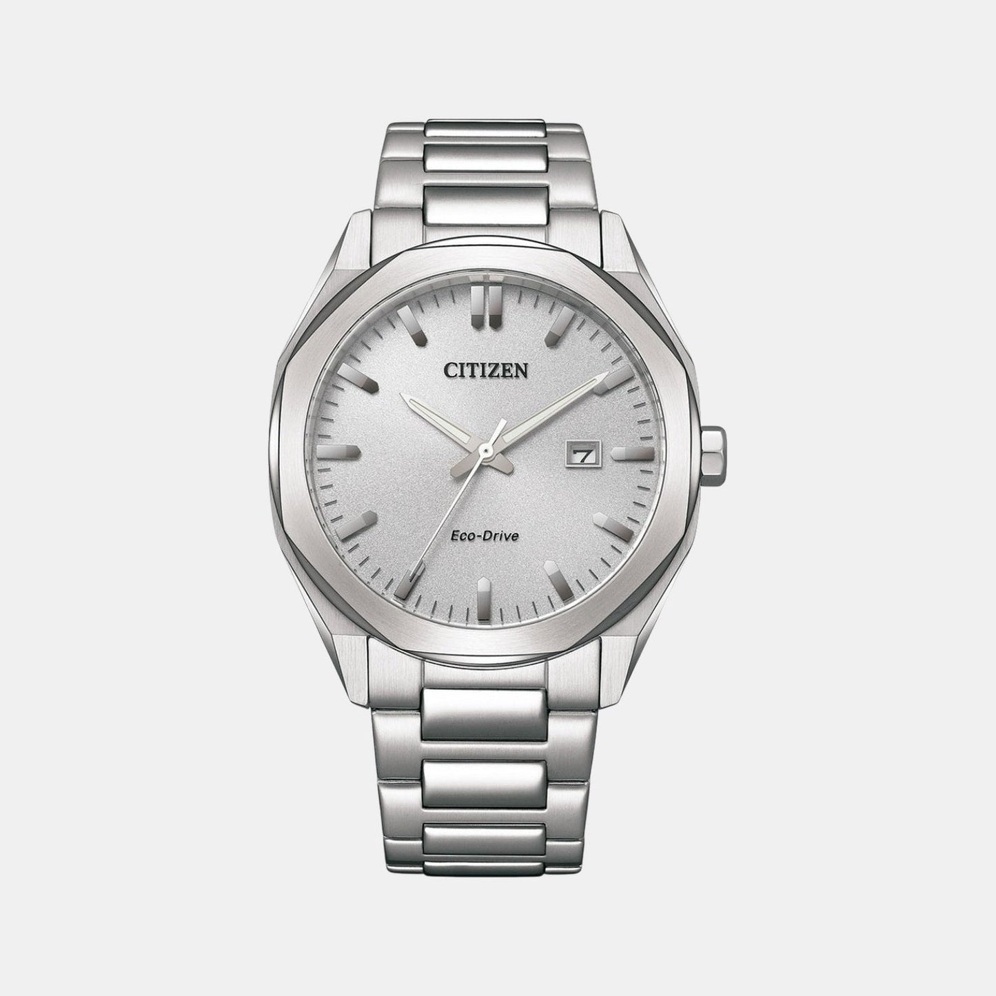 Eco-Drive Men Quartz Silver Dial Analog Stainless Steel Watch BM7600-81A