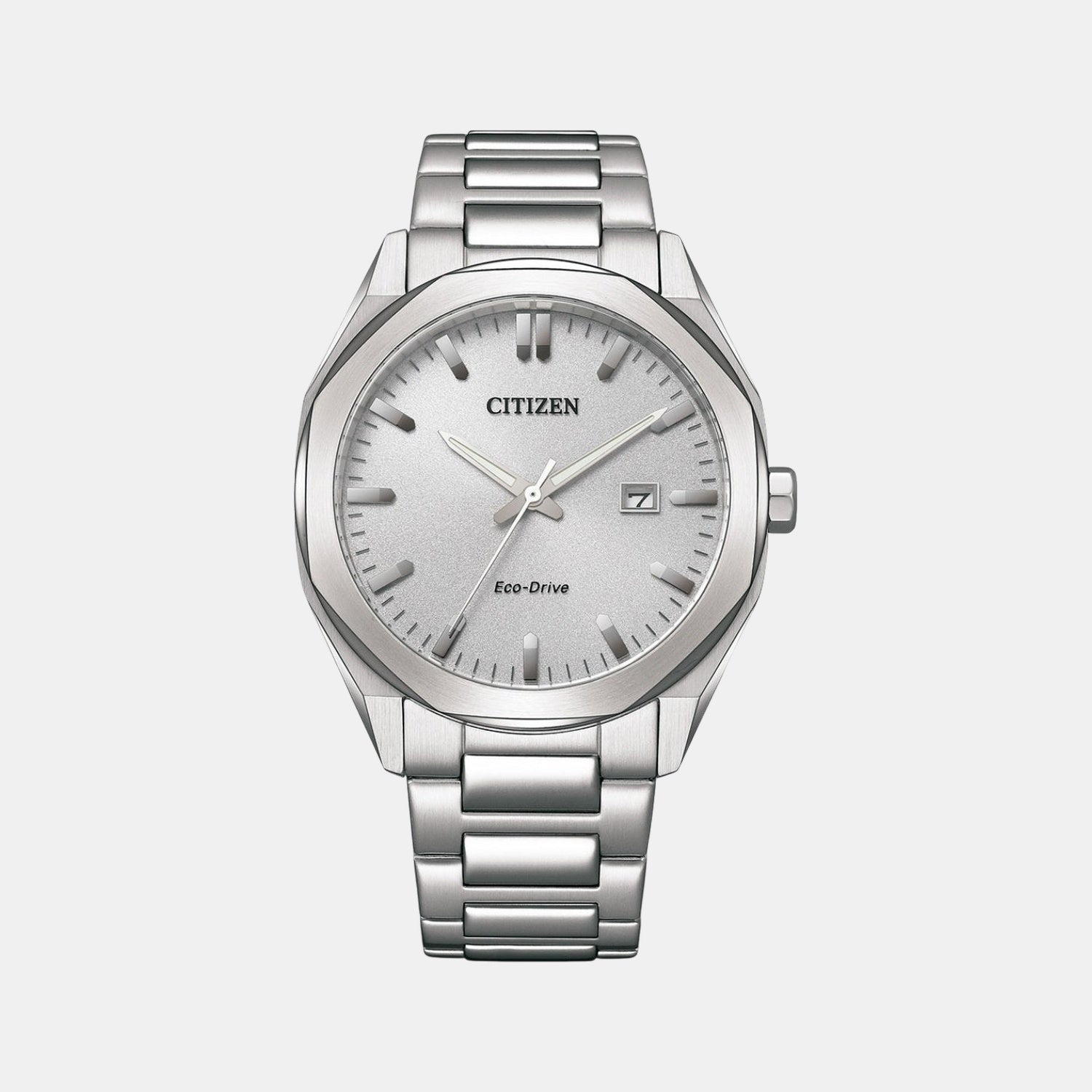 Eco-Drive Men Quartz Silver Dial Analog Stainless Steel Watch BM7600-81A