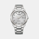 Eco-Drive Men Quartz Silver Dial Analog Stainless Steel Watch BM7600-81A