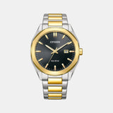 Eco-Drive Men Quartz Black Dial Analog Stainless Steel Watch BM7604-80E