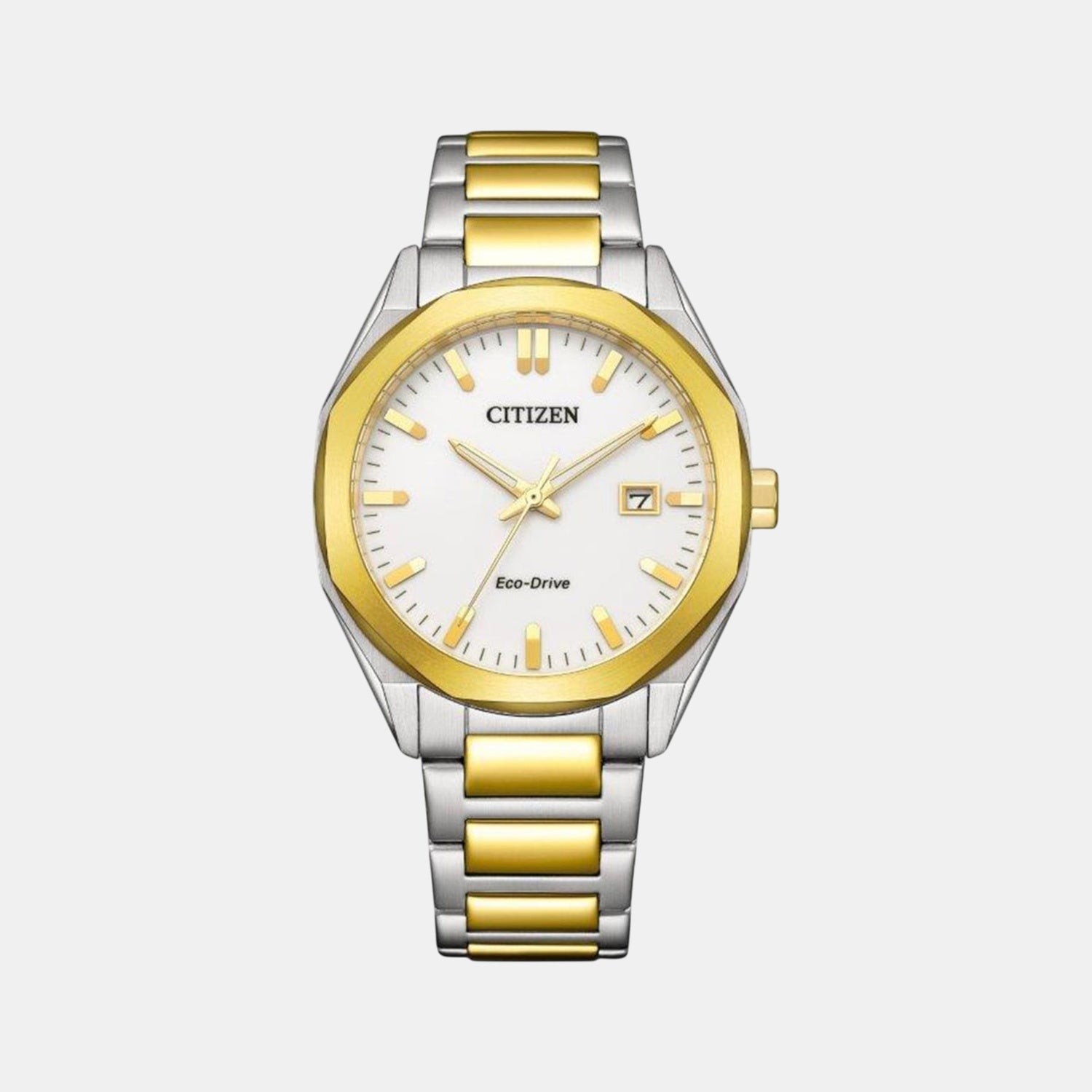 Eco-Drive Men Quartz White Dial Analog Stainless Steel Watch BM7624-82A
