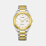Eco-Drive Men Quartz White Dial Analog Stainless Steel Watch BM7624-82A