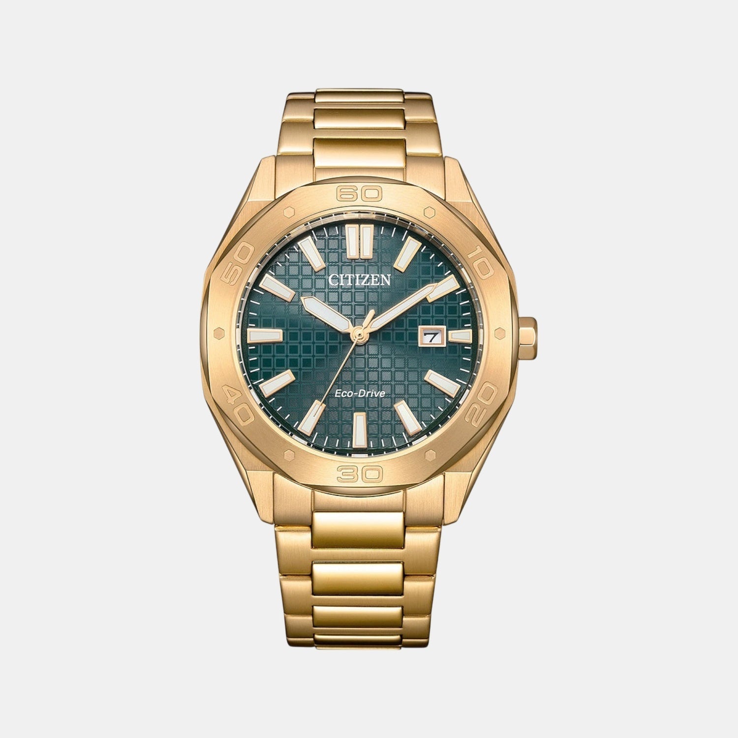 Eco-Drive Men Quartz Green Dial Analog Stainless Steel Watch BM7633-81X