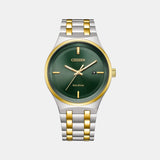 Axiom Men Quartz Green Dial Analog Stainless Steel Watch BM7654-57X